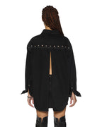 Womens Oversized Ls Shirt Split Vice Oversized Shirts - Black