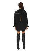 Womens Oversized Ls Shirt Split Vice Oversized Shirts - Black