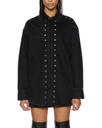 Womens Oversized Ls Shirt Split Vice Oversized Shirts - Black