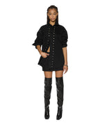 Womens Oversized Ls Shirt Split Vice Oversized Shirts - Black