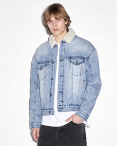 Oh G Jacket Sherpa - Mid Blue Denim | Ksubi ++