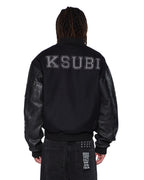 Mens Patched Varsity Jacket Black Regular Jackets - Black