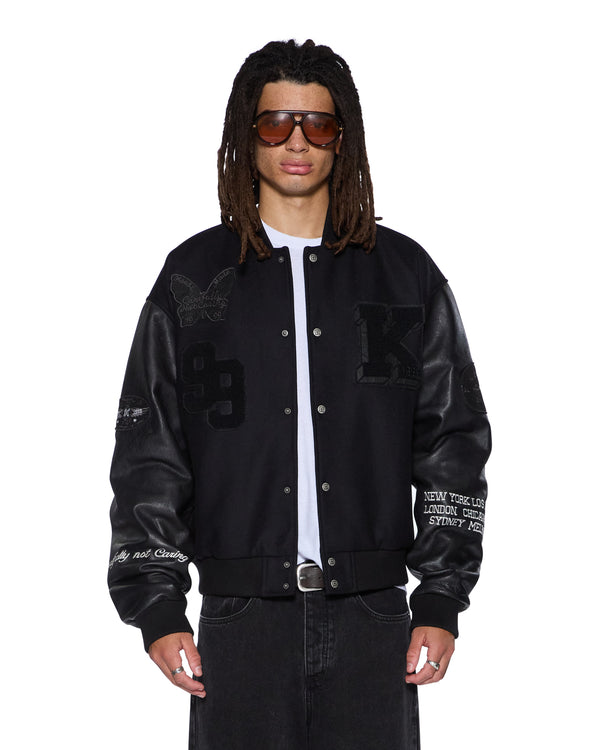 Mens Patched Varsity Jacket Black Jackets | Ksubi ++