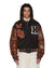 MENS  PATCHED VARSITY JACKET CHOCOLATE REGULAR JACKETS