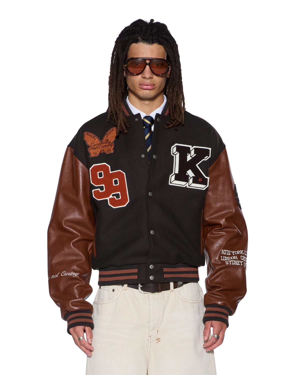 Mens Patched Varsity Jacket Chocolate Jackets | Ksubi ++