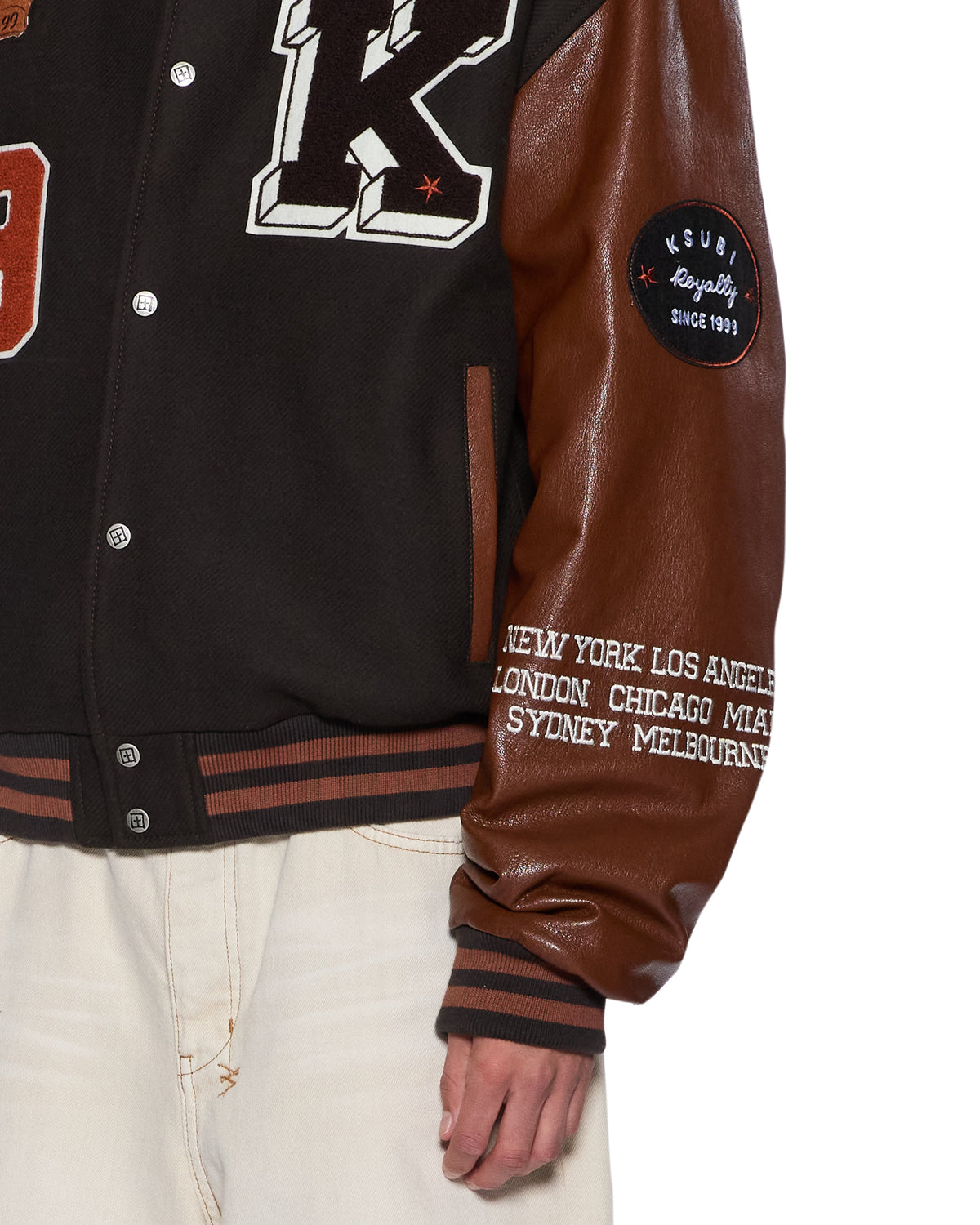 PATCHED VARSITY JACKET CHOCOLATE