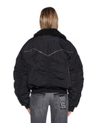 Womens Phantom Bomber Black Oversized Jackets - Black