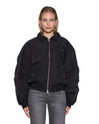 Womens Phantom Bomber Black Oversized Jackets - Black