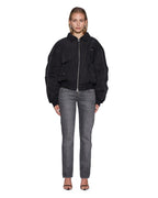 Womens Phantom Bomber Black Oversized Jackets - Black