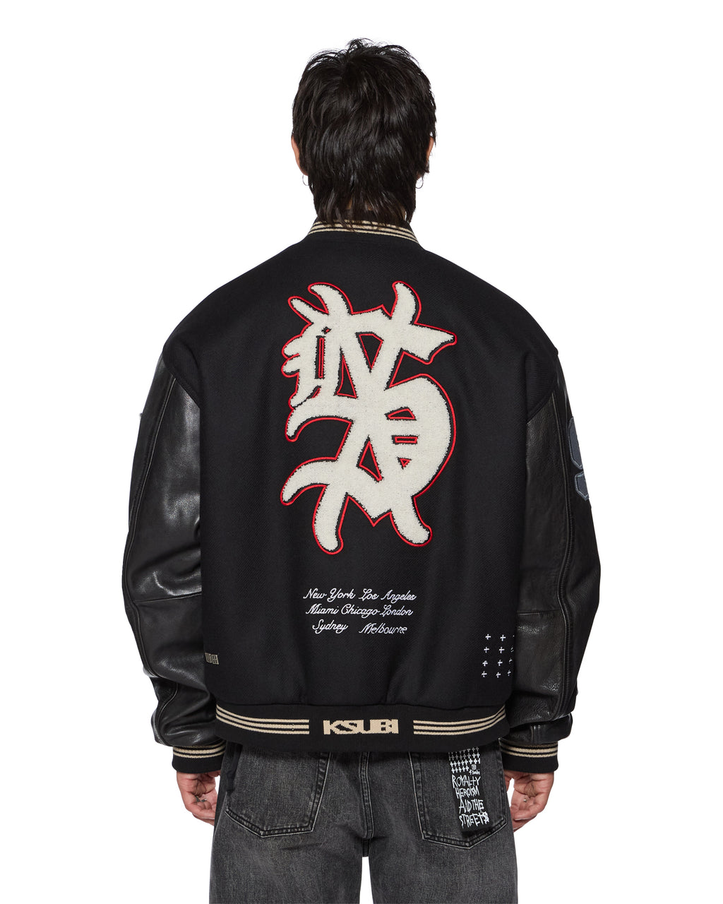 MENS PLAYOFF VARSITY JACKET BLACK JACKETS