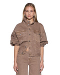 RELAX FUNNEL NECK TRUCKER JACKET STONE TAN
