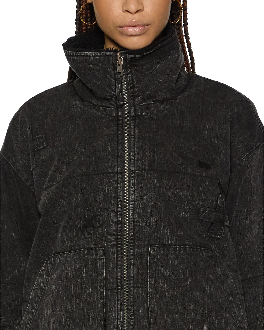 Womens Reversible Puffer Jacket Noir Kraftwerk/black Oversized Jackets - Black