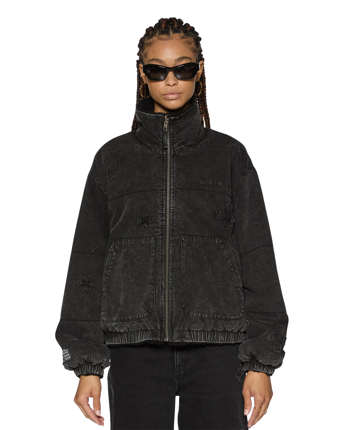 Womens Reversible Puffer Jacket Noir Kraftwerk/black Oversized Jackets - Black