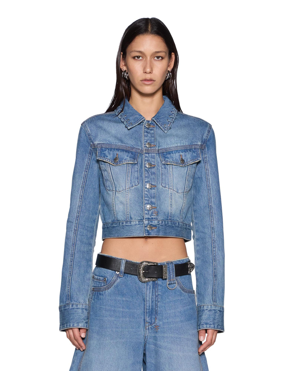 Womens Slim Trucker Highway Slim Jackets - Denim