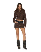 Womens Slim Trucker Saddle Brown Slim Jackets - Brown