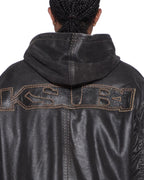 Mens Slouchy Leather Bomber Jacket Aged Brown Relaxed Jackets - Brown