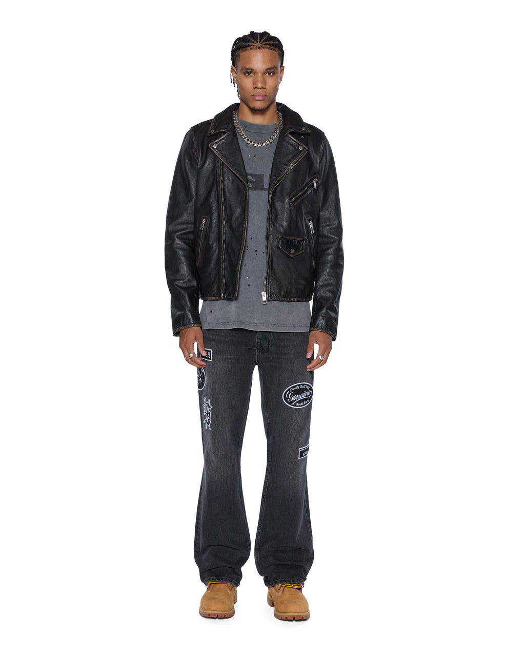 Mens Sott Capitol Leather Jacket Black Regular Jackets - Black