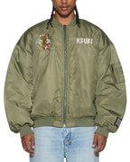 Mens Stay Up 4eva Bomber Jacket Khaki Oversized Jackets - Khaki