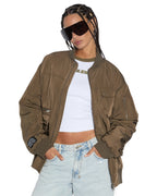 WOMENS SCORE BOMBER KHAKI/CEDAR JACKETS