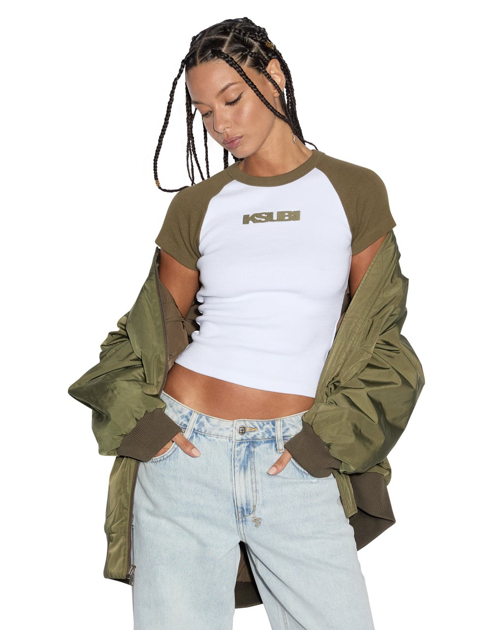 WOMENS SCORE BOMBER KHAKI/CEDAR JACKETS