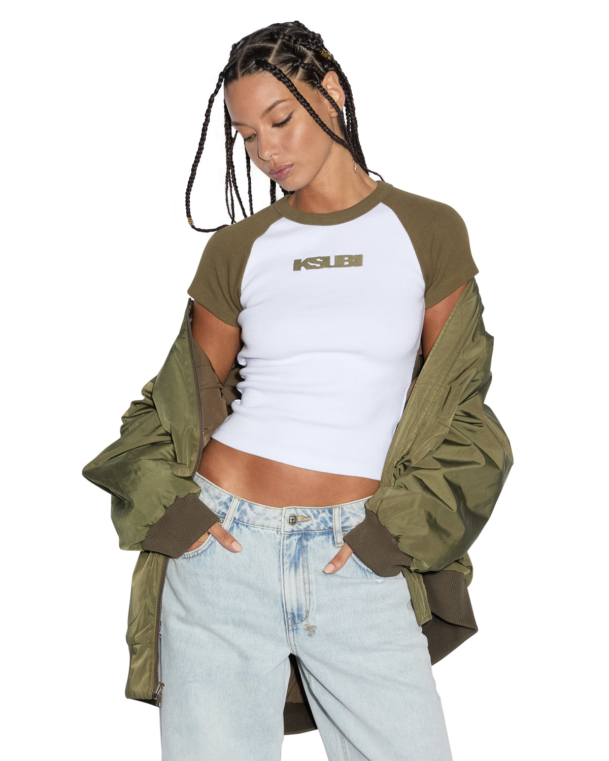 WOMENS SCORE BOMBER KHAKI/CEDAR JACKETS
