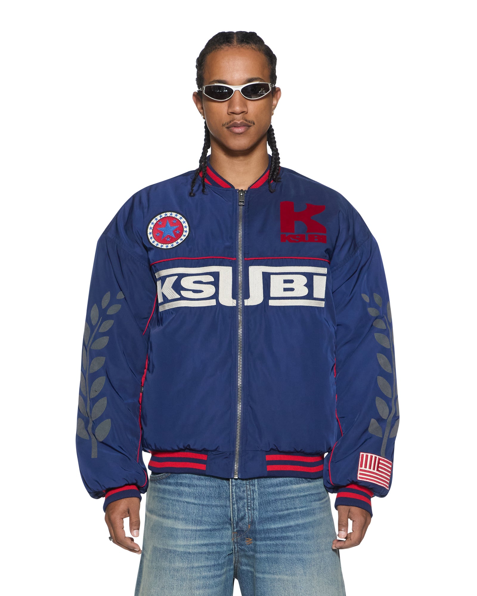 Mens Zoom Ma-1 Bomber Jacket Satin Blue Jackets | Ksubi ++