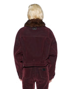 Womens Relaxed Trucker Jacket Merlot Relaxed Jackets - Burgundy