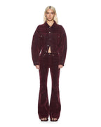 Womens Relaxed Trucker Jacket Merlot Relaxed Jackets - Burgundy