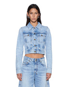 Womens Slim Trucker Jacket Flight Blue Slim Jackets - Denim