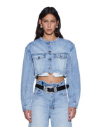 WOMENS TORN OFF CROP TRUCKER VAPOUR JACKETS