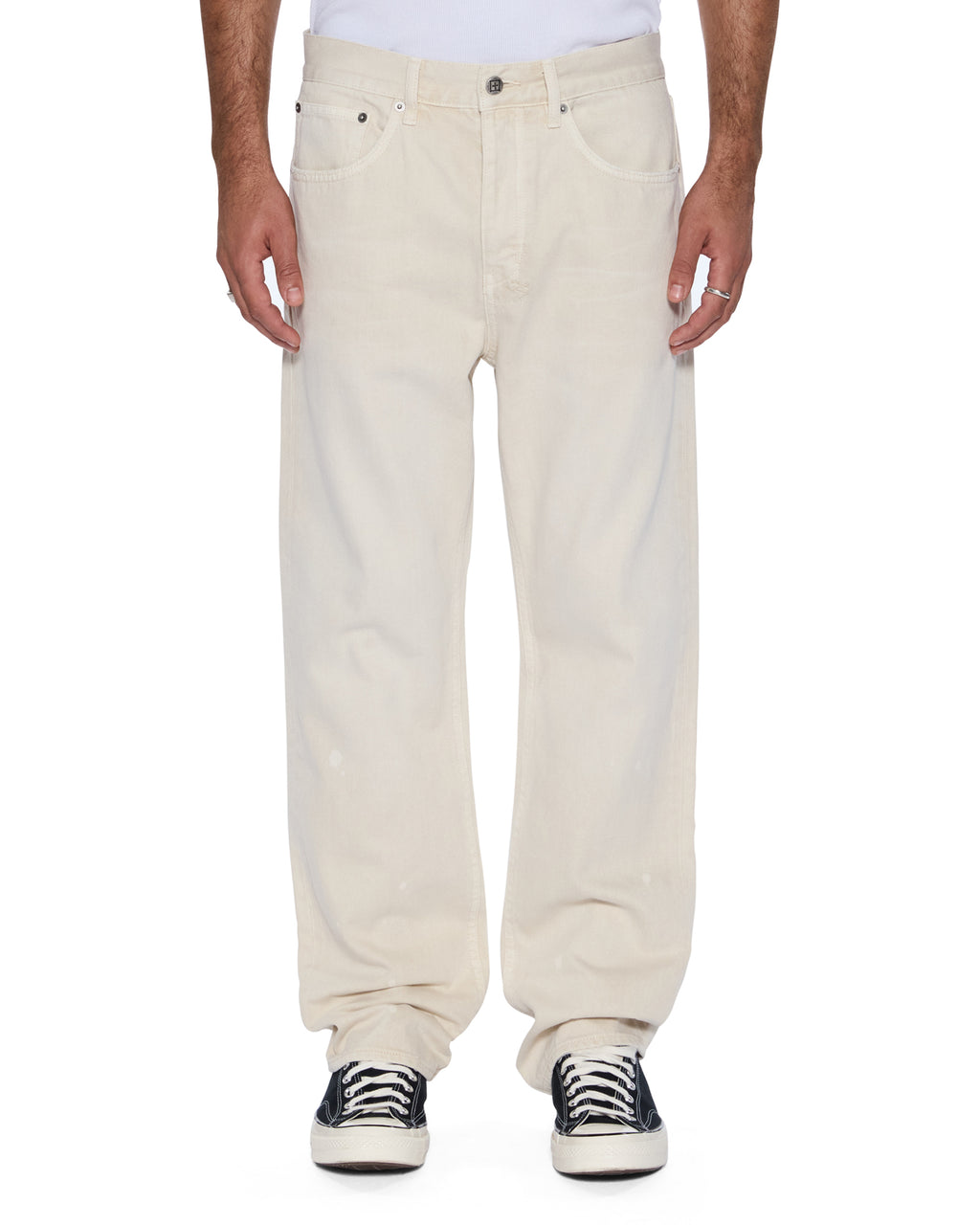 Mens Anti K Ivory Relaxed Denim Jeans - Beige