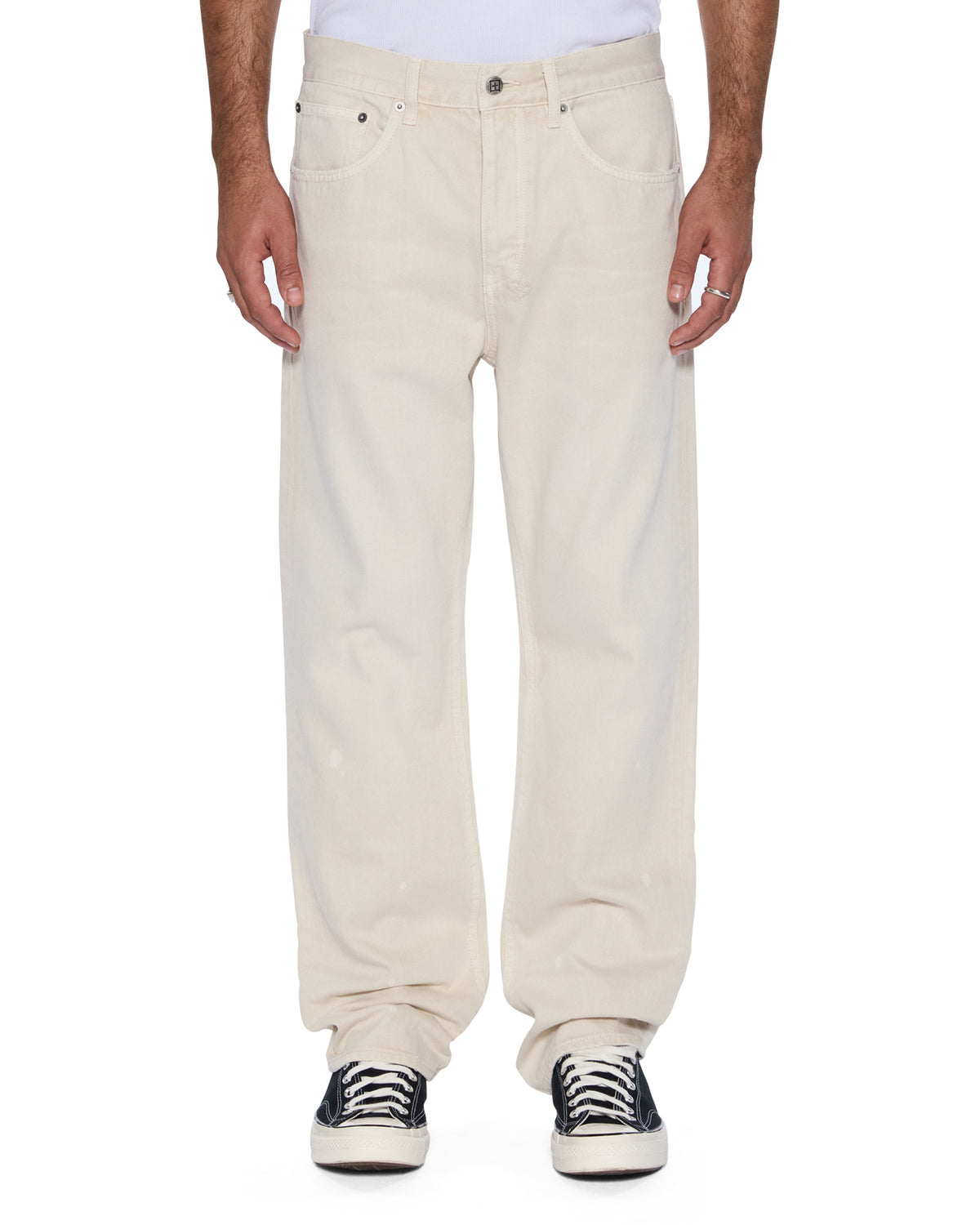 Mens Anti K Ivory Relaxed Denim Jeans - Beige
