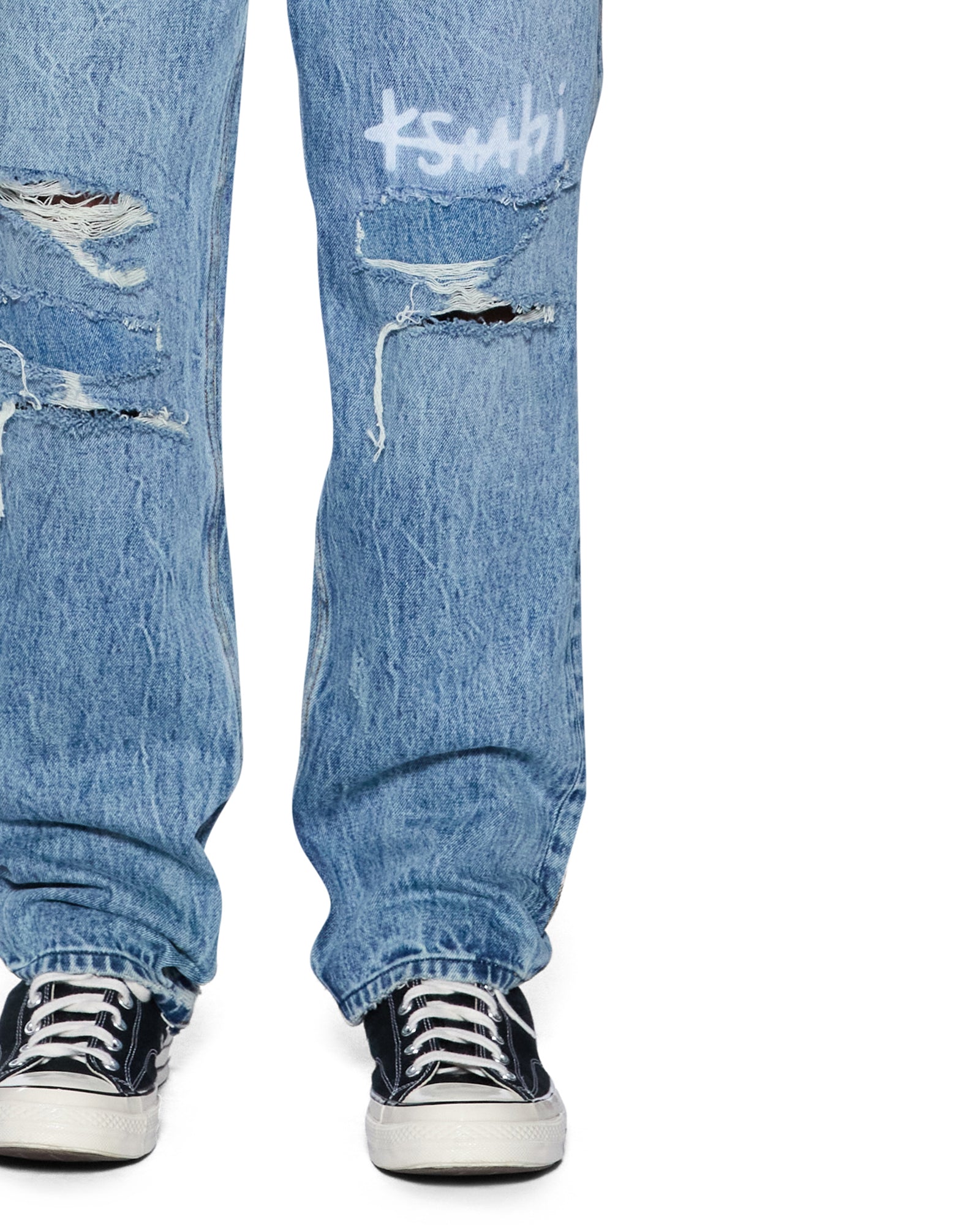 Mens Anti K Public Blue Trashed 1999 Relaxed Denim Jeans | Ksubi ++