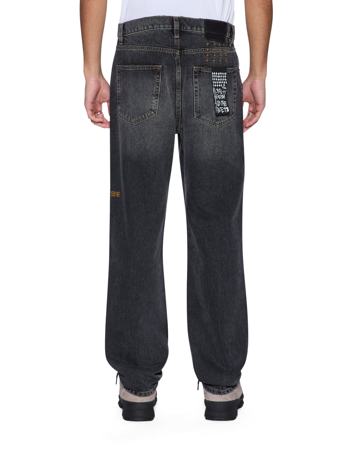 Mens Anti K Villain Grey Relaxed Denim Jeans - Grey
