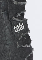 Mens Anti K Shredded Black Relaxed Denim Jeans - Black