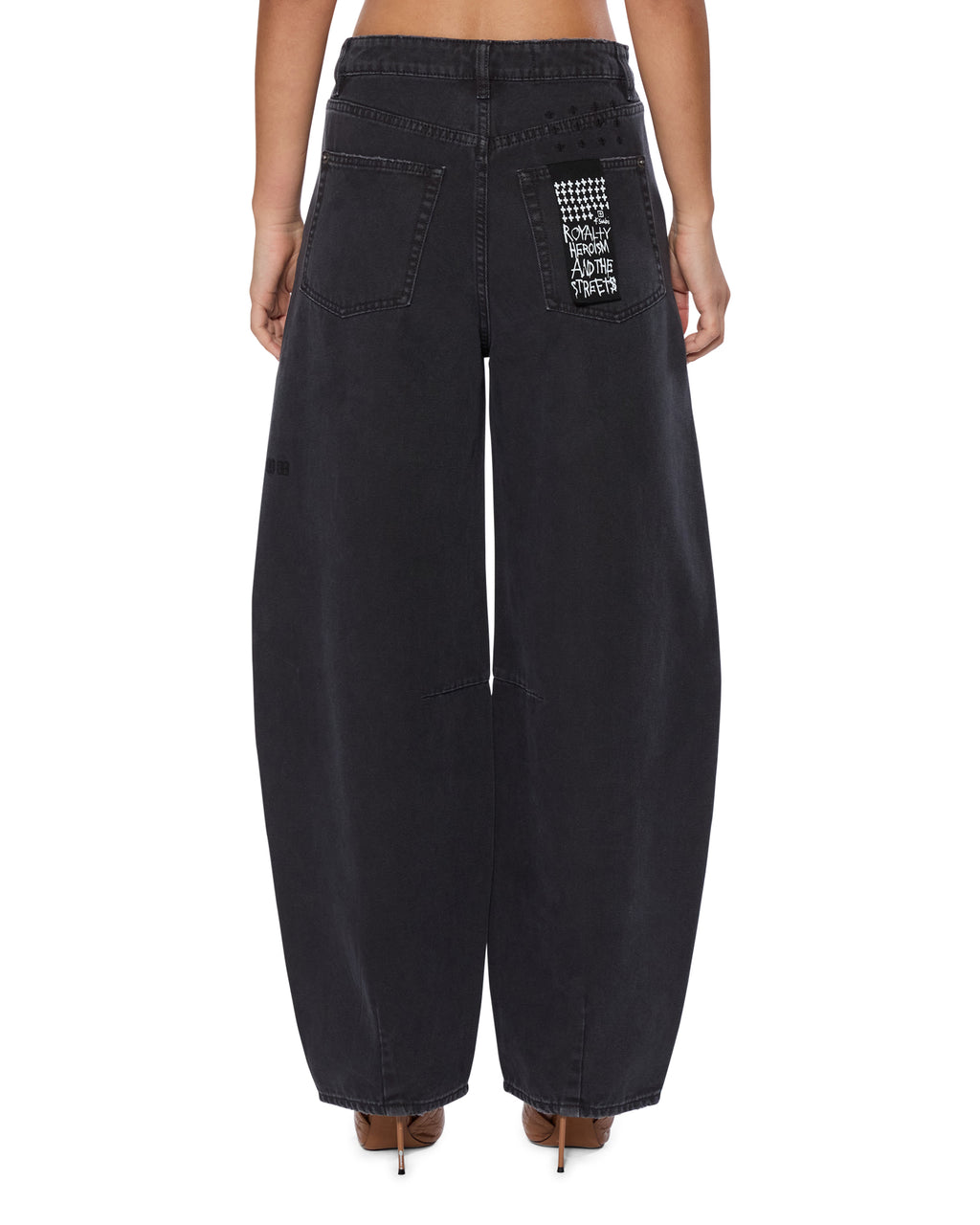 WOMENS BARREL JEAN CARPENTER BLACK DENIM JEANS