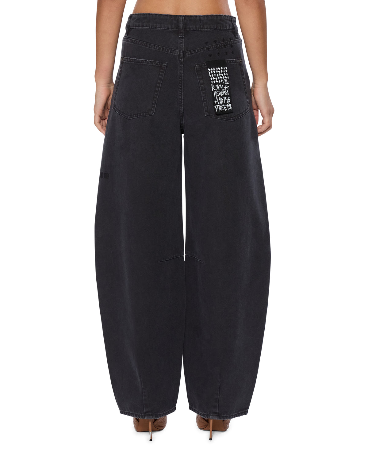 WOMENS BARREL JEAN CARPENTER BLACK DENIM JEANS