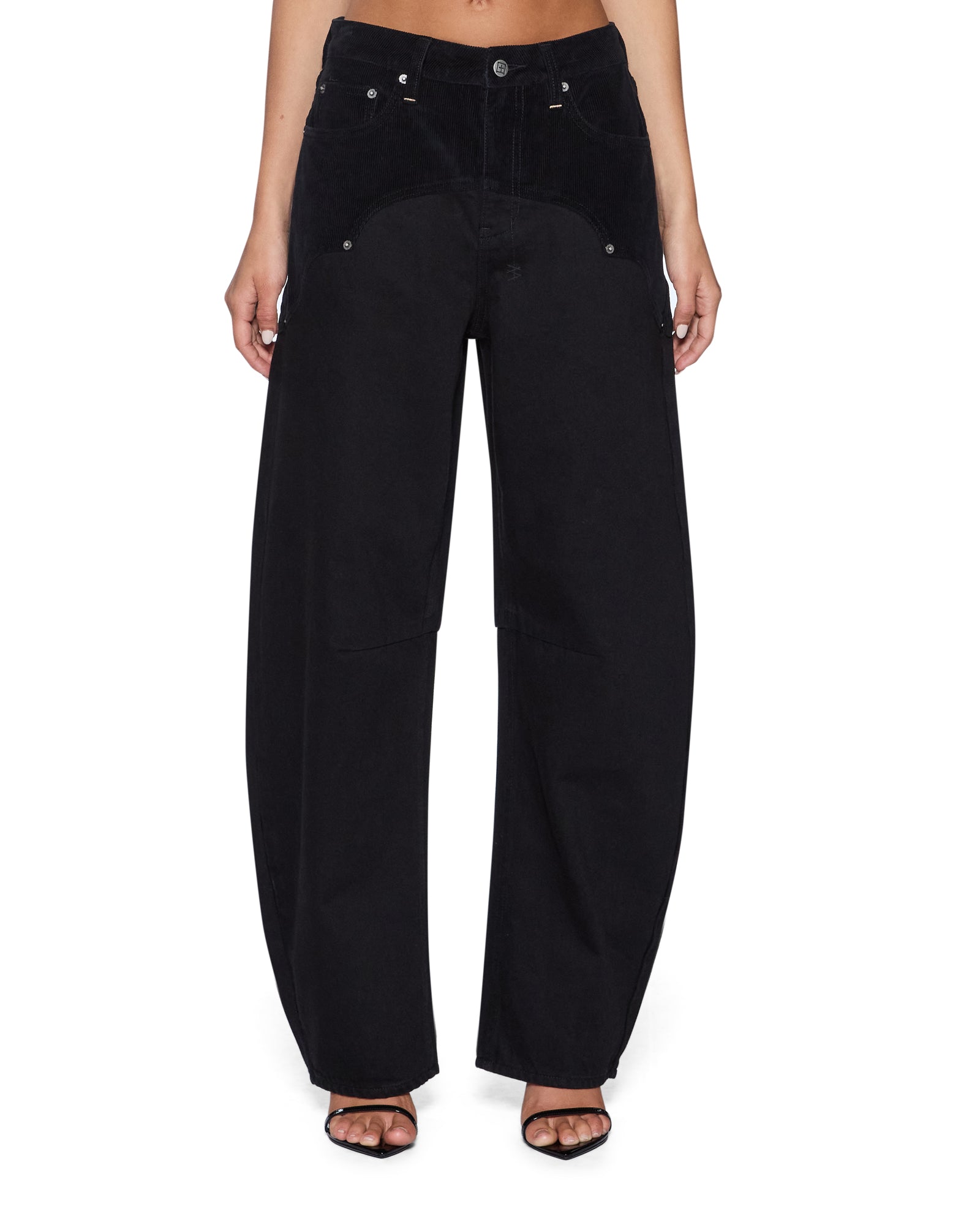 WOMENS BARREL JEAN SALOON BLACK BARREL LEG DENIM JEANS