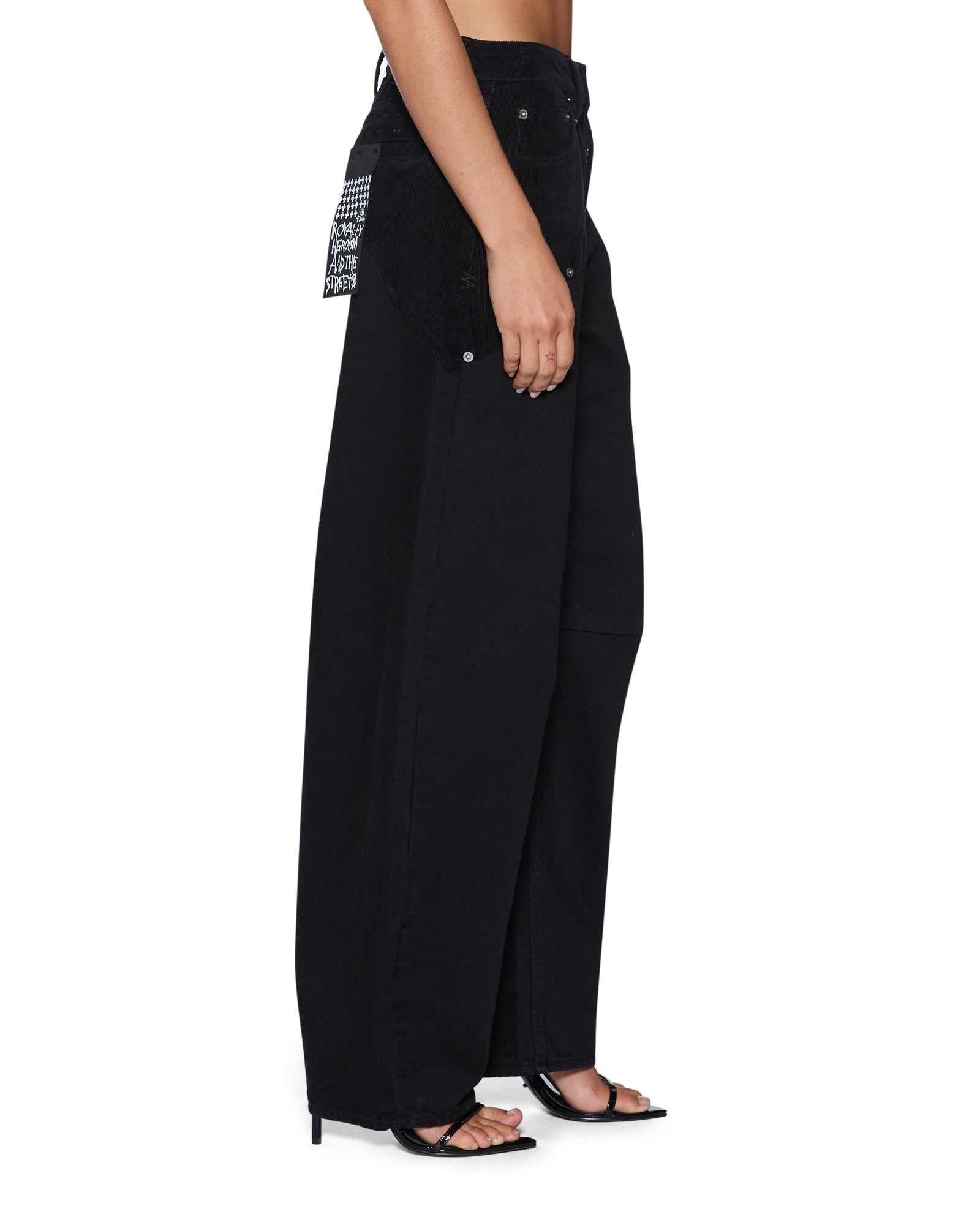 WOMENS BARREL JEAN SALOON BLACK BARREL LEG DENIM JEANS