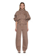 Womens Barrel Jean Stone Tan Barrel Leg Denim Jeans - Beige