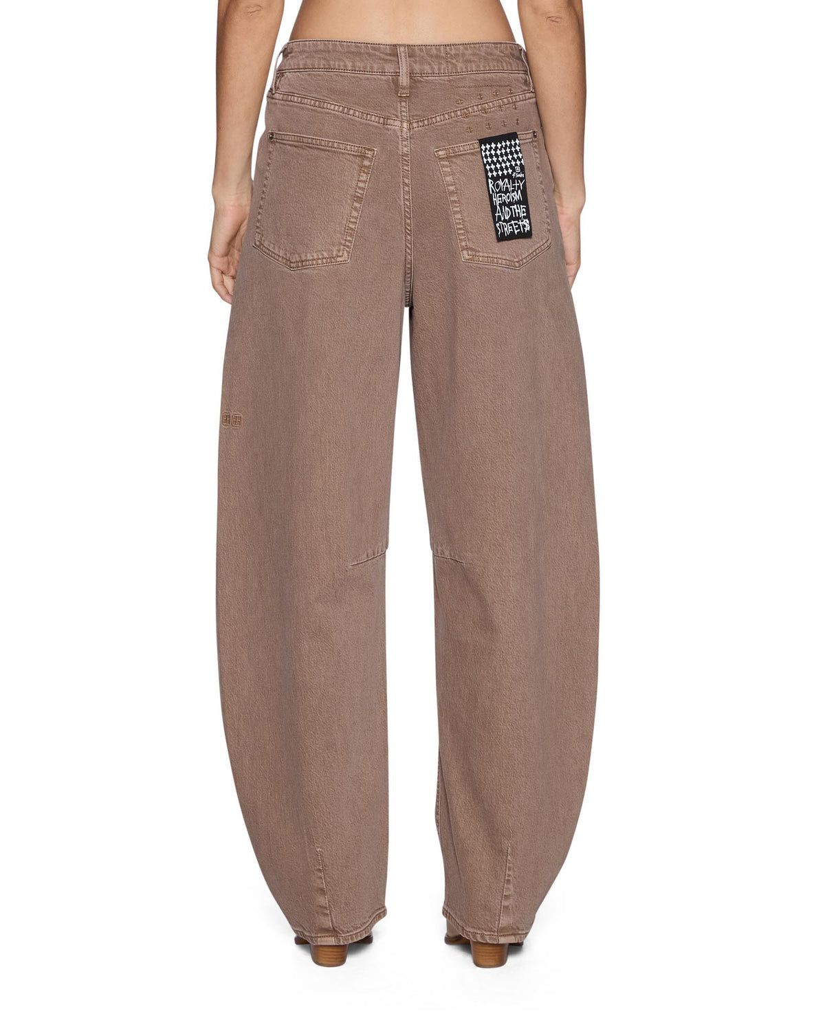 Womens Barrel Jean Stone Tan Barrel Leg Denim Jeans - Beige
