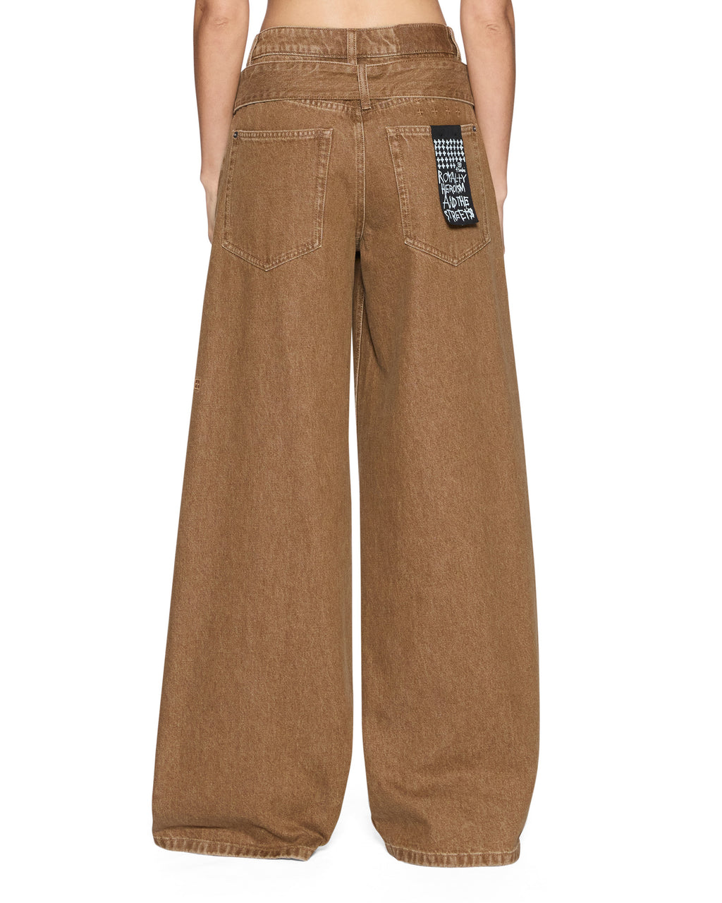 Womens Lax Jean Belted Rider Brown Oversized Denim Jeans - Brown