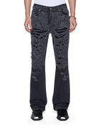 MENS BRONKO ASHER BLACK TRASHED DENIM JEANS