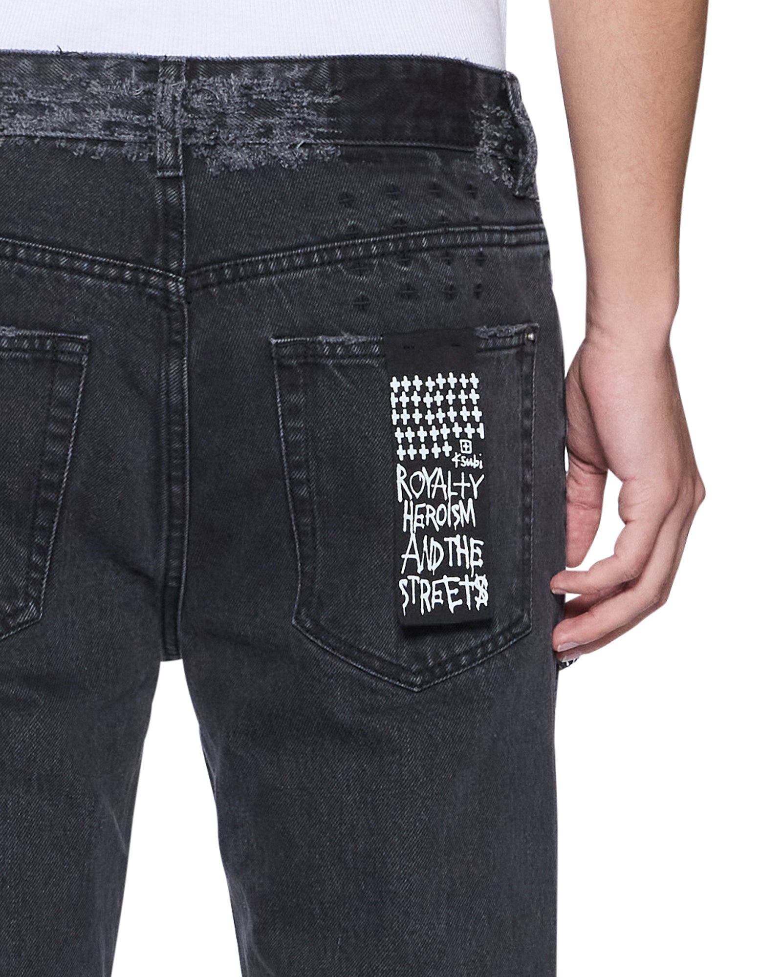 Mens Bronko Asher Black Trashed Bootcut Denim Jeans | Ksubi ++