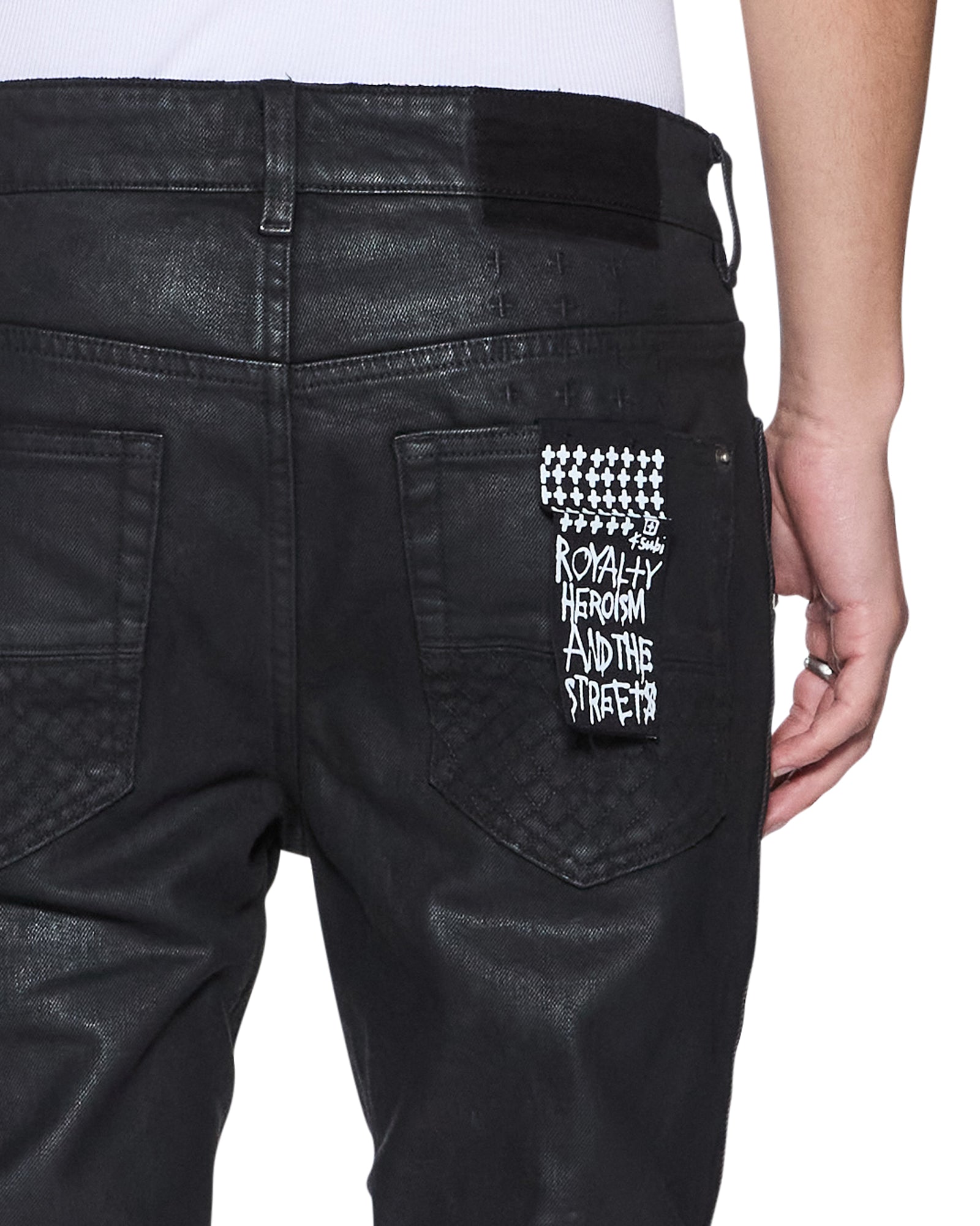 Mens Bronko Backstage Black Studded Bootcut Denim Jeans | Ksubi ++
