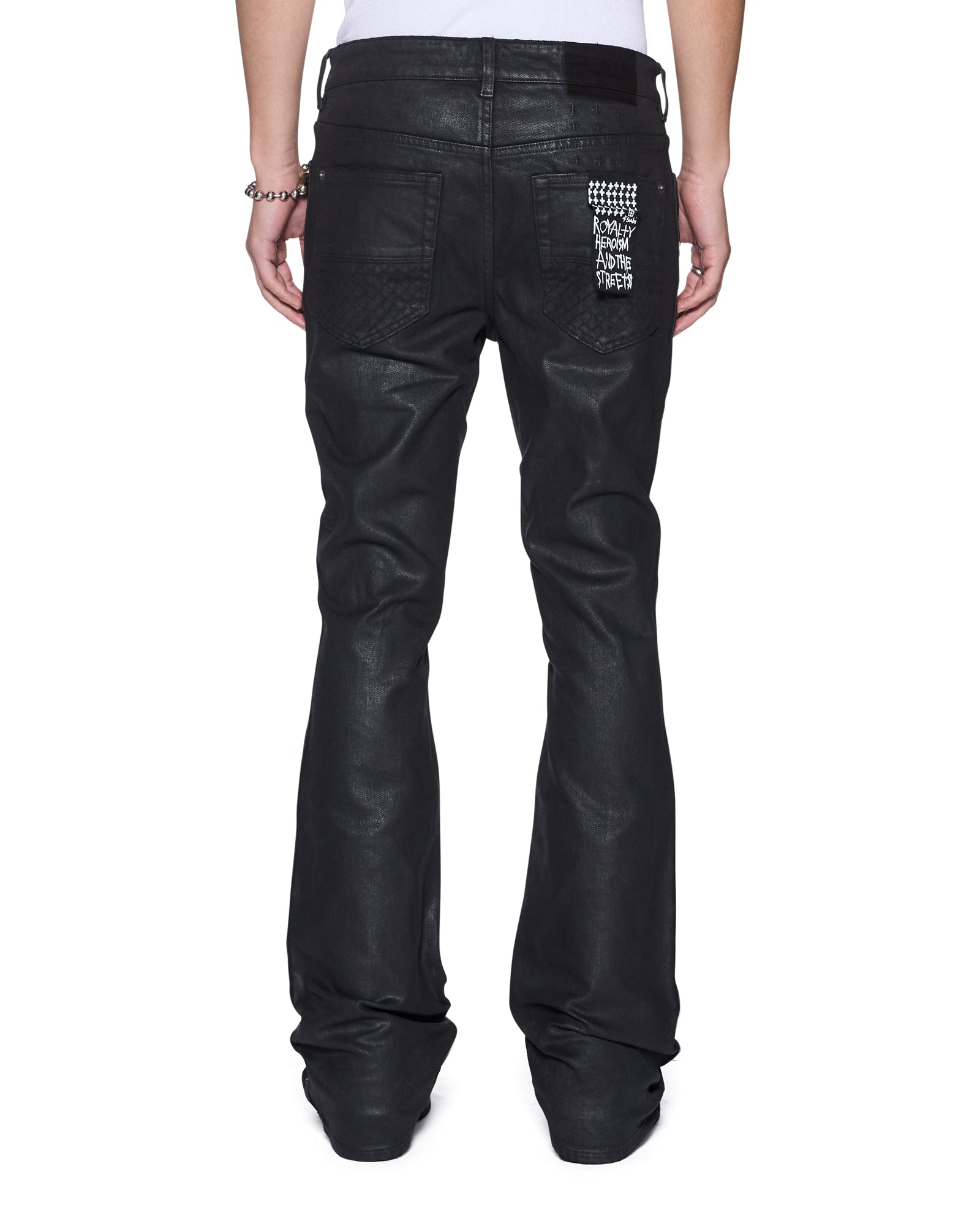 Mens Bronko Backstage Black Studded Bootcut Denim Jeans | Ksubi ++