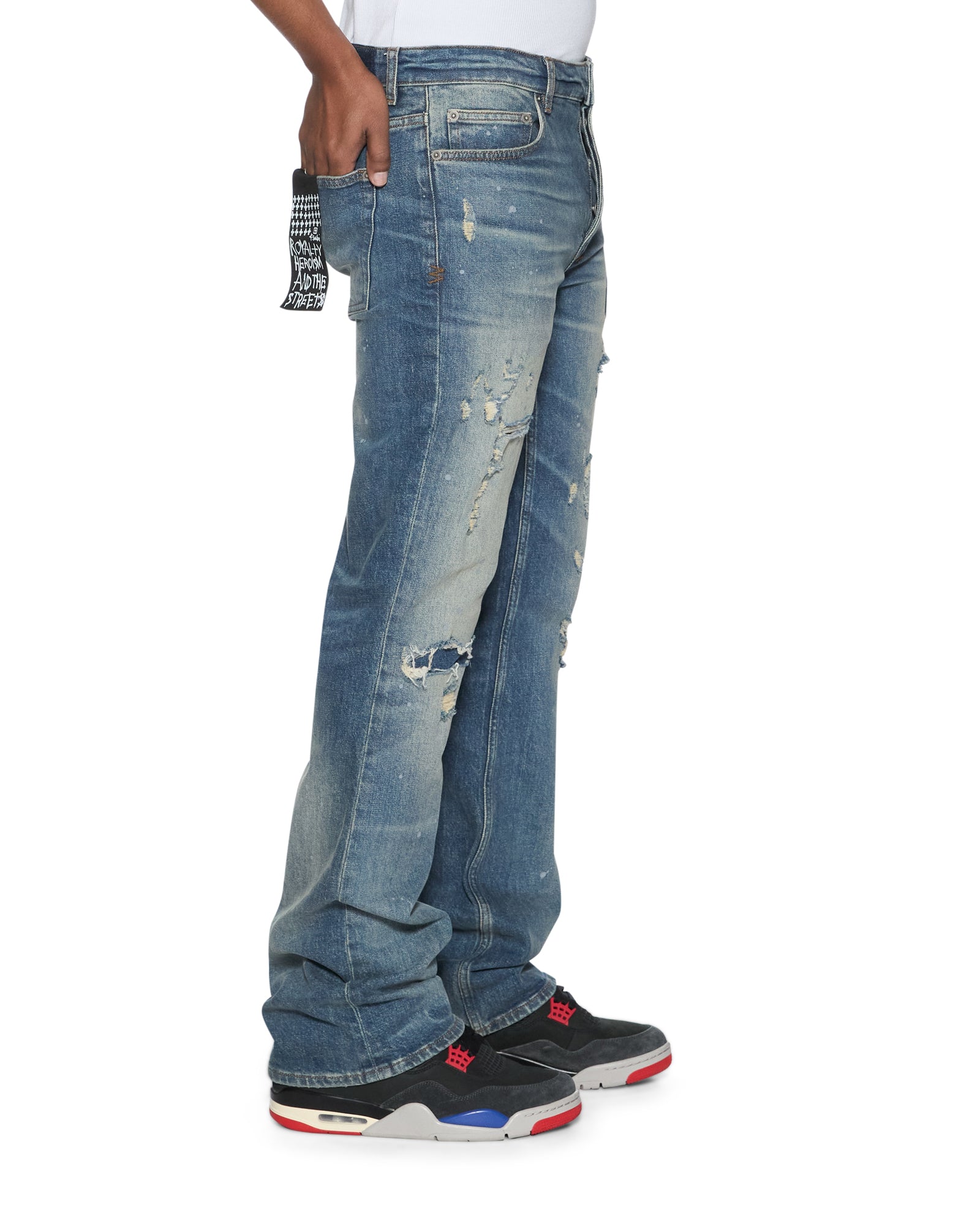 Mens Bronko Hendrix Blue Repair Bootcut Denim Jeans | Ksubi ++