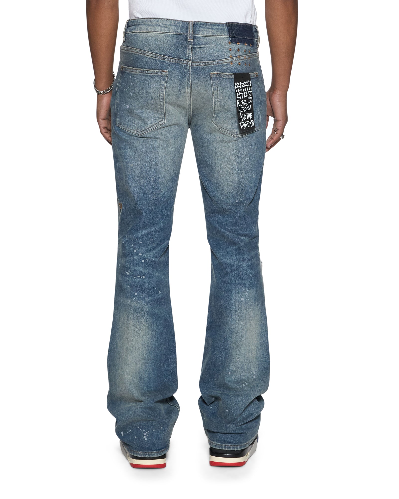 Mens Bronko Hendrix Blue Repair Bootcut Denim Jeans | Ksubi ++