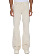 Mens Bronko Ivory Trashed Bootcut Denim Jeans - Beige