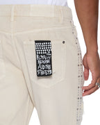 Mens Bronko Ivory Trashed Bootcut Denim Jeans - Beige